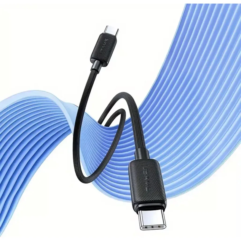 Кабель Usams US-SJ696 60W Striped Data Cable Type-C To Type-C-KY Series 2M black