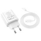 Мережевий зарядний пристрій з кабелем HOCO C80A Plus Rapido PD20W+QC3.0 charger set(C to iP) White