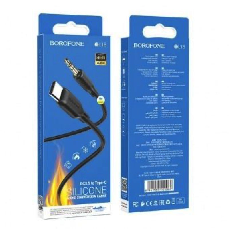 Аудіокабель BOROFONE BL18 Type-C silicone digital audio conversion cable Black