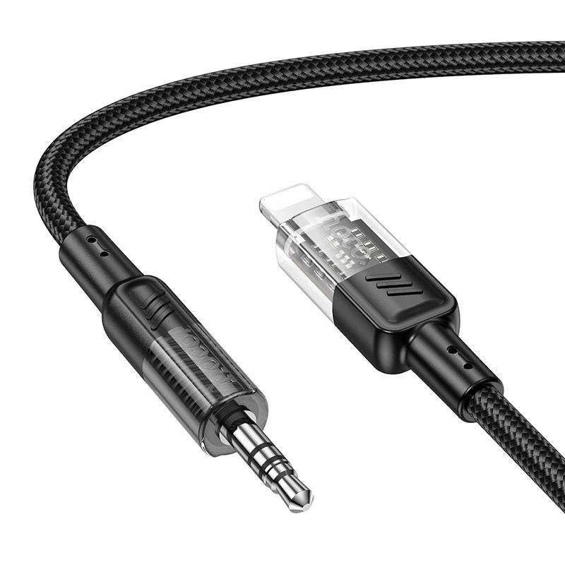 Аудiокабель HOCO UPA27 iP to 3.5mm male, nylon braid, 1.2m, Black