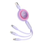 Кабель Baseus Bright Mirror 2 Series Retractable 3-in-1 Fast Charging  Data Cable USB to M+L+C 66W 1.1m Purple