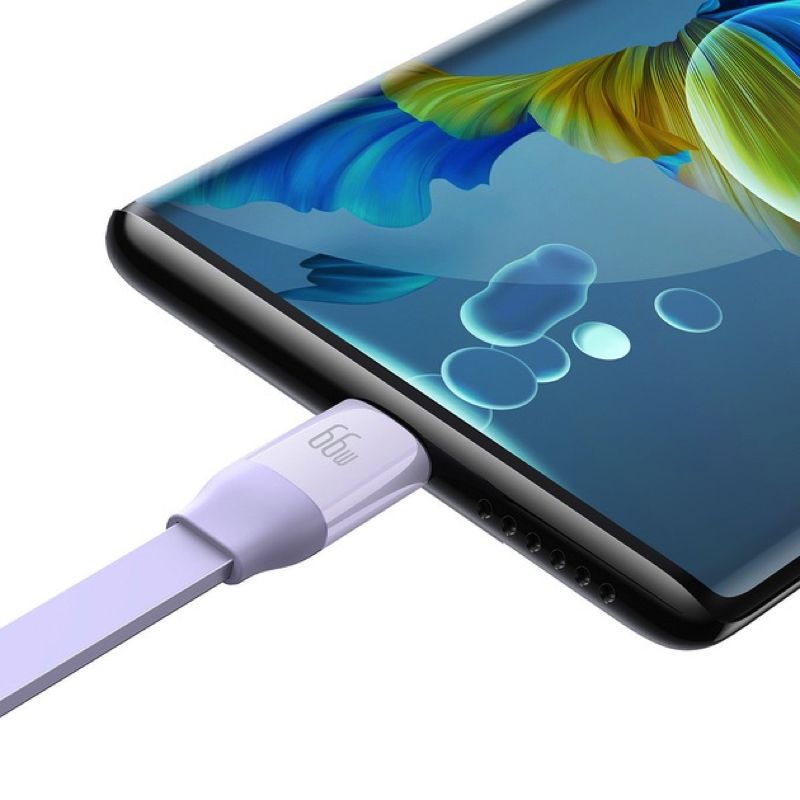 Кабель Baseus Bright Mirror 2 Series Retractable 3-in-1 Fast Charging  Data Cable USB to M+L+C 66W 1.1m Purple