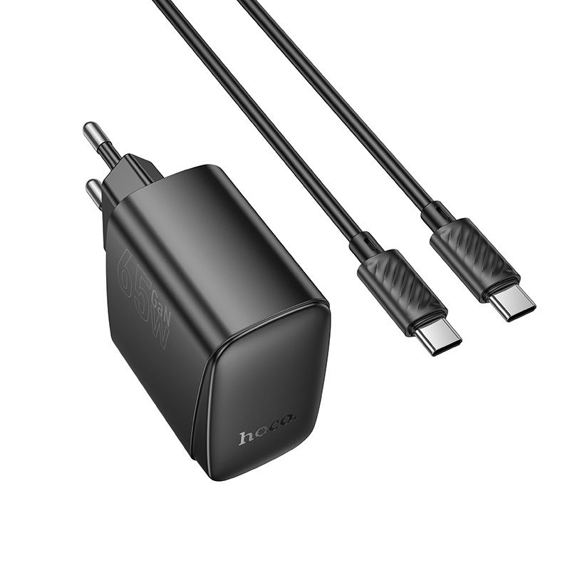 Мережевий зарядний пристрій з кабелем HOCO CS63A Bright PD65W(1A1C) charger set (C to C)(EU) Black