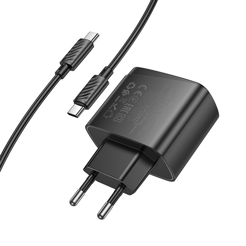 Мережевий зарядний пристрій з кабелем HOCO CS63A Bright PD65W(1A1C) charger set (C to C)(EU) Black