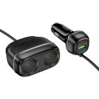 Автомобільний зарядний пристрій HOCO Z59 Rank 48W dual port PD30W+QC3.0 dual cigarette lighter slot car charger Black