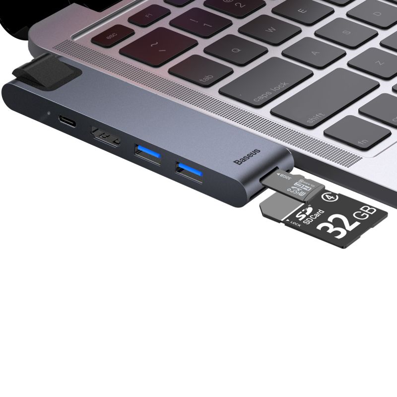 USB-хаб Baseus Thunderbolt C+Pro Seven-in-one smart HUB docking station Grey