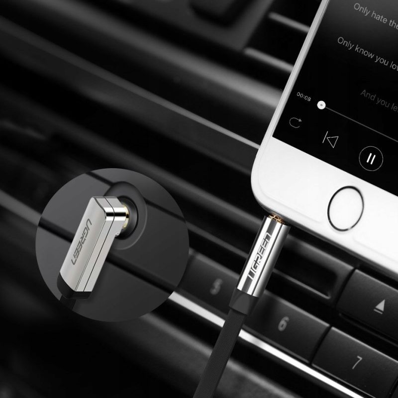 Аудіокабель UGREEN AV119 3.5mm male to 3.5mm male, Straight to angle flat Cable,TPE, 1m Black