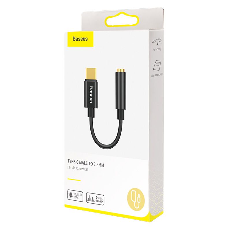 Кабель-перехiдник Baseus Type-C Male to 3.5mm Female Adapter L54 Black