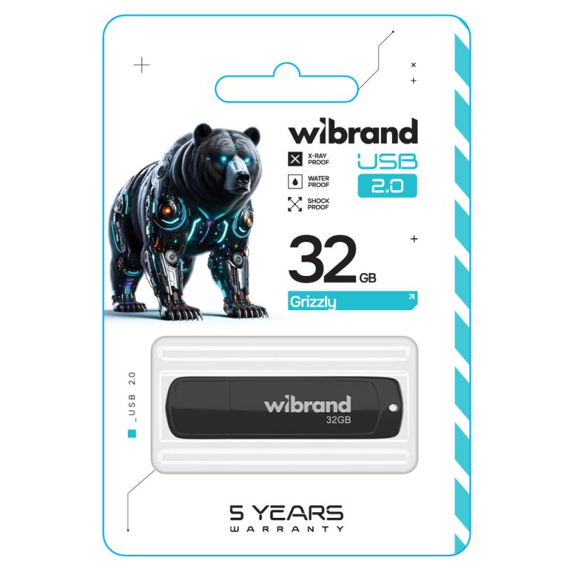 Флеш-накопичувач Wibrand USB 2.0 Grizzly 32Gb Black