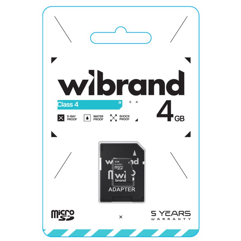 Карта пам'яті microSDHC Wibrand 4Gb class 4 (adapter SD)