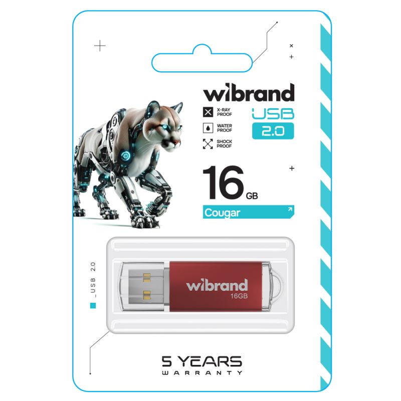 Флеш-накопичувач Wibrand USB 2.0 Cougar 16Gb Red