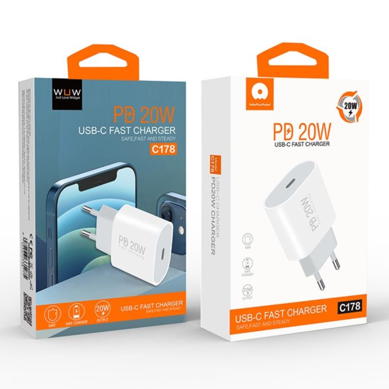 Мережевий зарядний пристрій WUW-C178 1Type-C PD20W  white