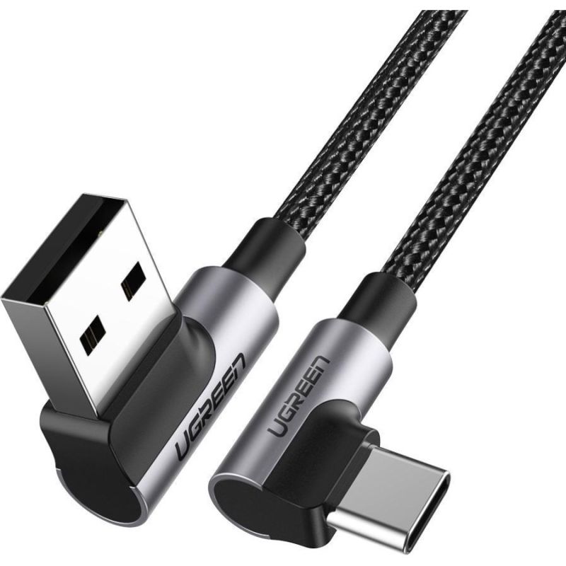 Кабель UGREEN US284 Right Angle USB-A to USB-C Cable 1m (Space Gray) (UGR-50941)