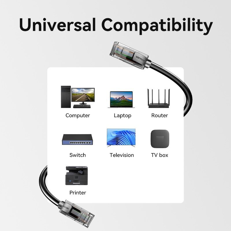 Мережевий кабель Vention Cat5e UTP Ethernet Patch Cable 1M Black
