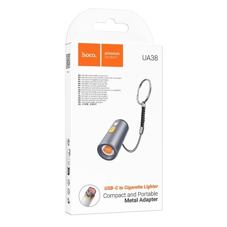 Перехідник HOCO UA38 Type-C to cigarette lighter adapter Gray