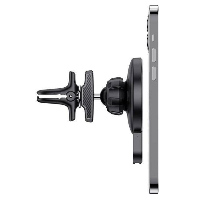 Автотримач для телефона з БЗП HOCO CA85 Ultra-fast magnetic wireless charging car holder Black