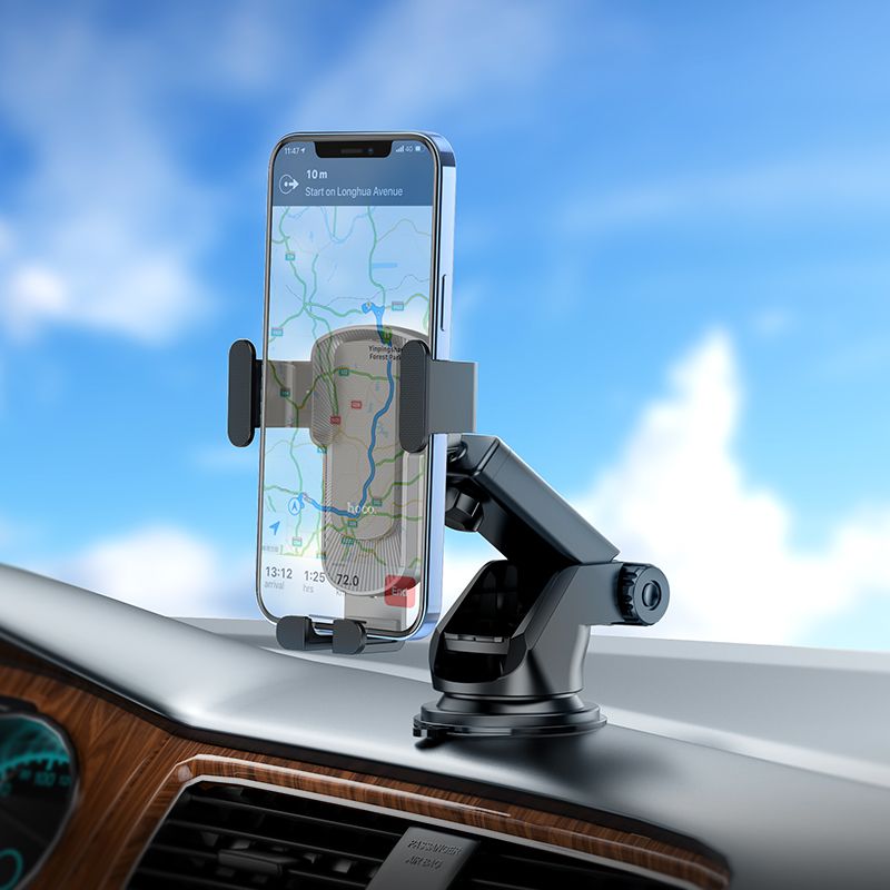Автотримач для телефона HOCO CA104 vertical and horizontal telescopic gravity vehicle holder Black Metal Gray
