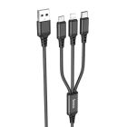 Кабель HOCO X76 3-in-1 Super charging cable (iP+Type-C+Micro) Black