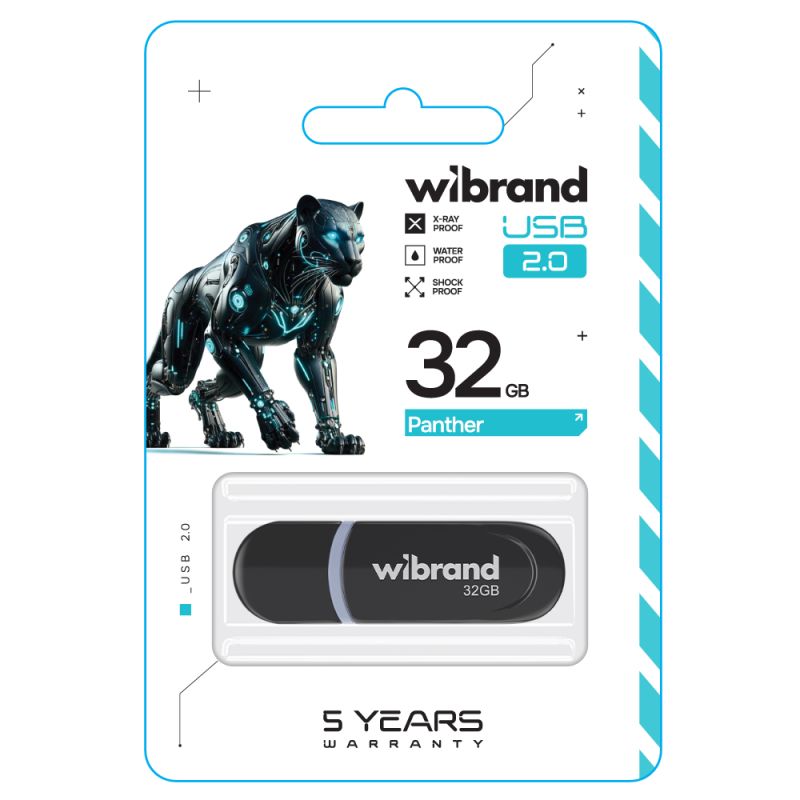 Флеш-накопичувач Wibrand USB 2.0 Panther 32Gb Black