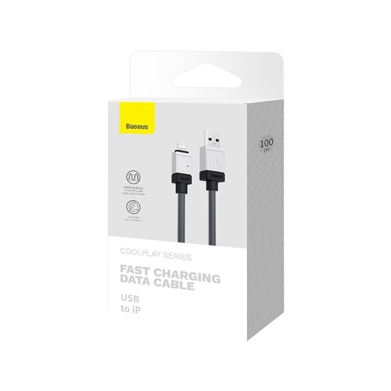 Кабель Baseus CoolPlay Series Fast Charging Cable USB to iP 2.4A 1m Black