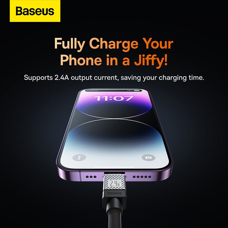 Кабель Baseus CoolPlay Series Fast Charging Cable USB to iP 2.4A 1m Black