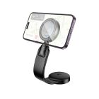 Автотримач для телефона з БЗП HOCO HW29 Totem ring magnetic wireless fast charging car holder (center console) Black Metal Gray