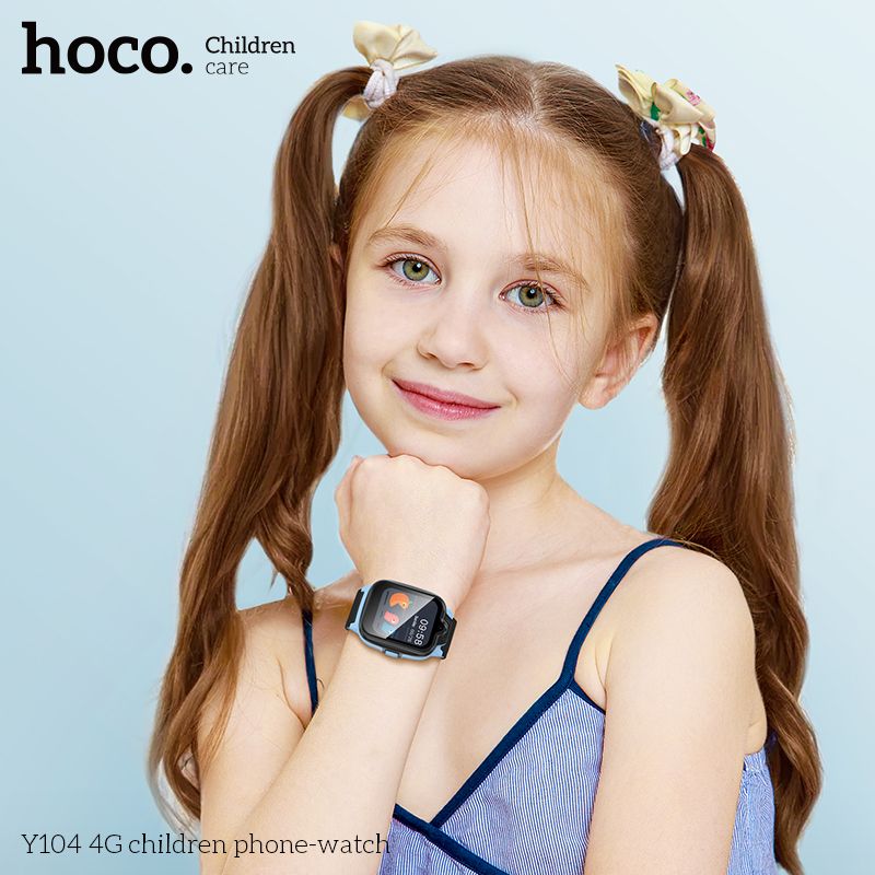 Дитячий смарт-годинник Hoco Y104 42mm. SIM 4G. Wi-Fi. 700 mAh. IP65 Blue