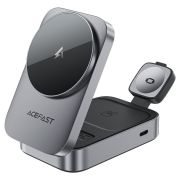 Бездротовий зарядний пристрій ACEFAST E22 Desktop 3-in-1 Wireless Charging holder Metal Gray