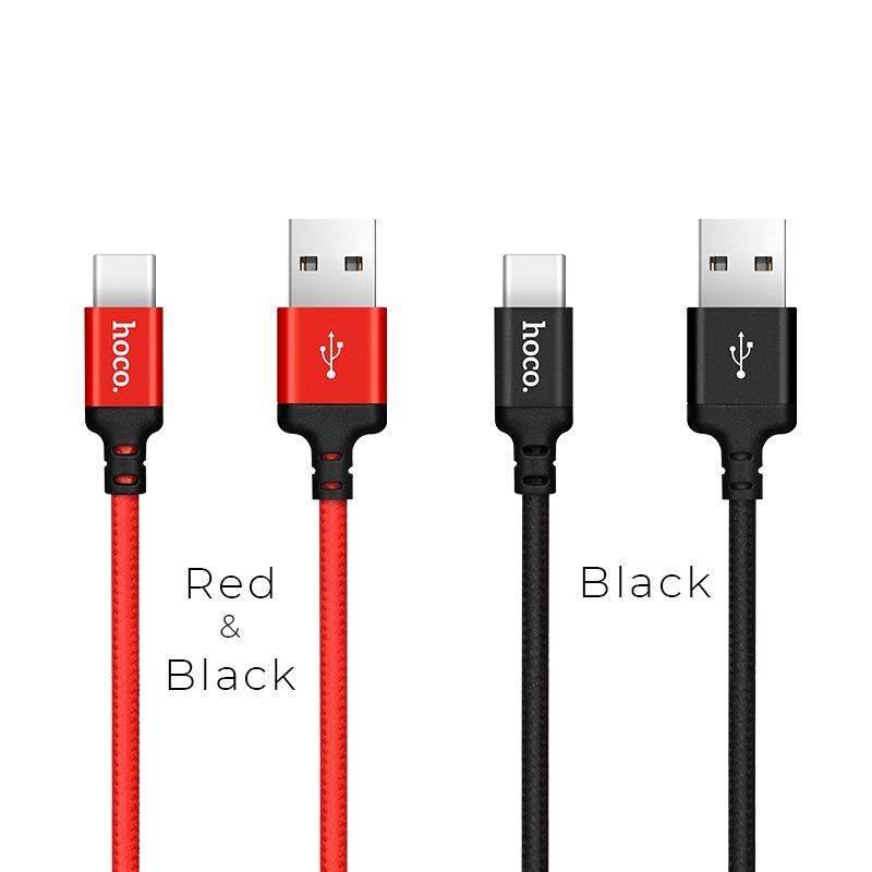Кабель HOCO X14 USB to Type-C 2A, 2m, nylon, aluminum connectors, Black