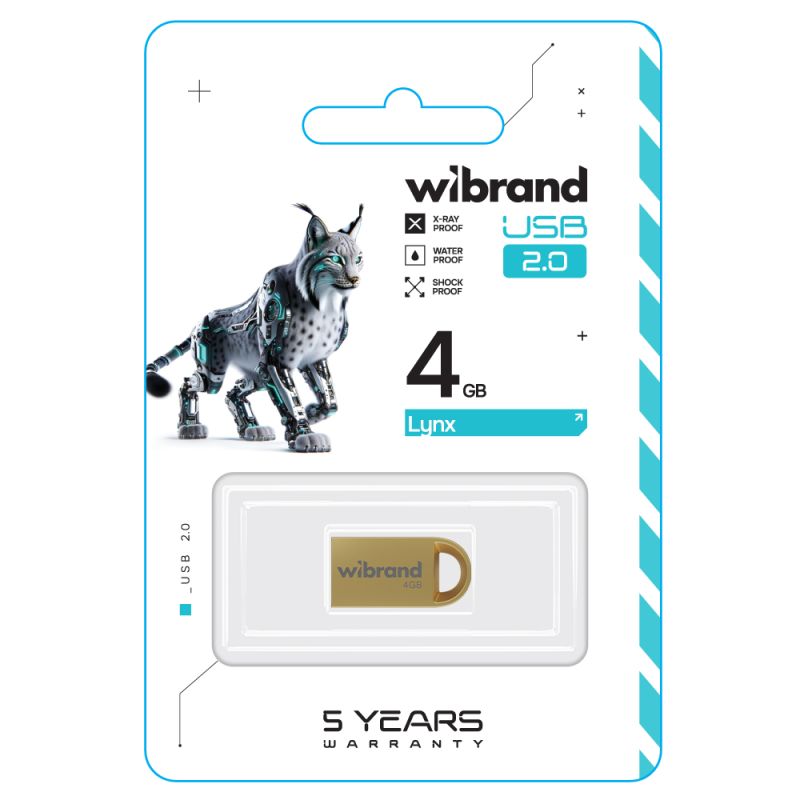 Флеш-накопичувач Wibrand USB 2.0 Lynx 4Gb Gold