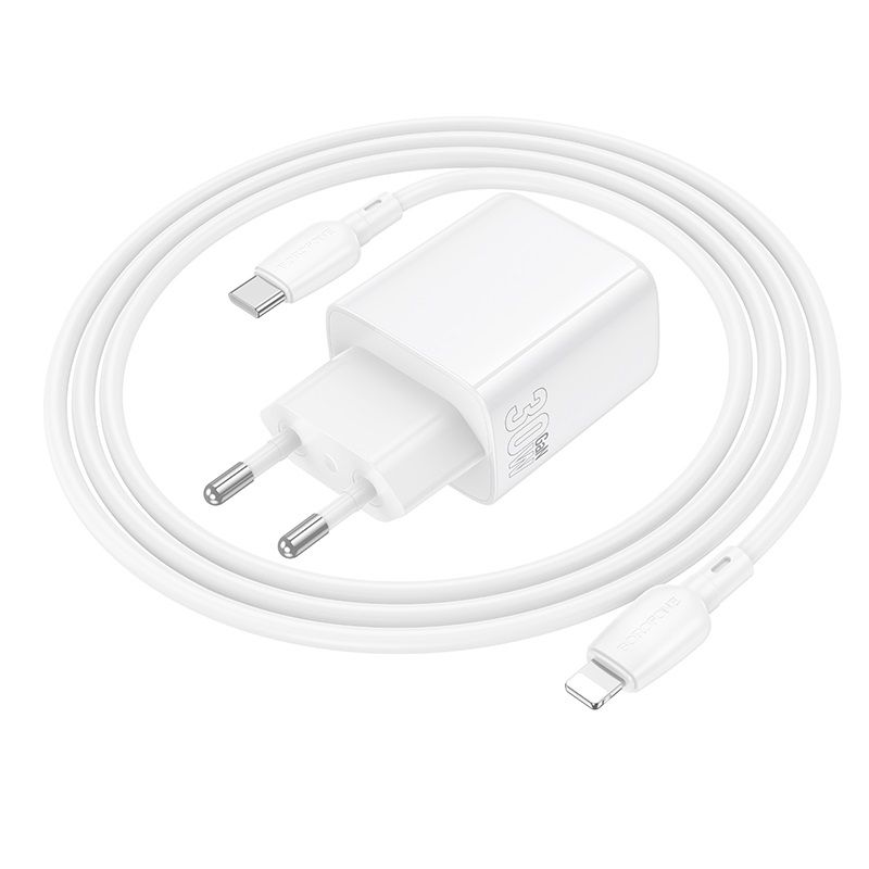 Мережевий зарядний пристрій BOROFONE BN28 Fuente single port PD30W charger (EU) White