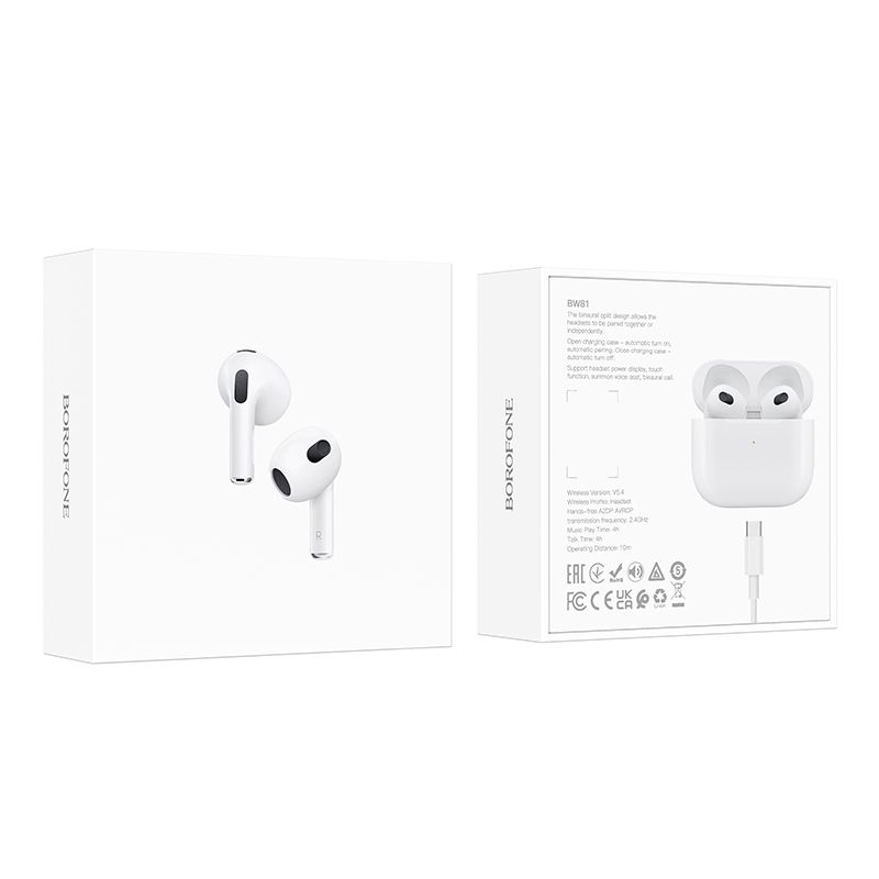 Бездротові навушники BOROFONE BW81 True wireless stereo headset White