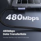Кабель UGREEN US334 USB-C 2.0 to Angled USB-C M/M Cable Aluminium Shell with Braided 1m (Black)(UGR-70643)