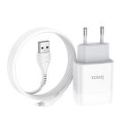 Мережевий зарядний пристрій з кабелем HOCO C73A Glorious dual port charger set (iP)(EU) White