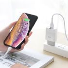 Мережевий зарядний пристрій з кабелем HOCO C73A Glorious dual port charger set (iP)(EU) White