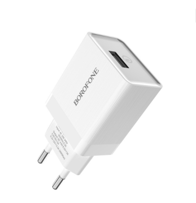 Мережевий зарядний пристрій з кабелем BOROFONE BA20A Sharp single port charger set(Micro) 10.5W White