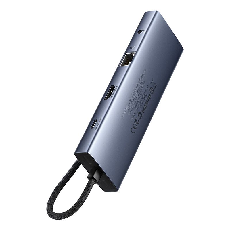 USB-хаб Baseus UltraJoy Series 10-Port HUB Docking Station Space Grey（Type-C to HDMI4K@60Hz*1+VGA*1+USB 3.0*3+PD*1+RJ45*1+SD/TF*1+3.5mm*1）