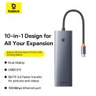 USB-хаб Baseus UltraJoy Series 10-Port HUB Docking Station Space Grey（Type-C to HDMI4K@60Hz*1+VGA*1+USB 3.0*3+PD*1+RJ45*1+SD/TF*1+3.5mm*1）