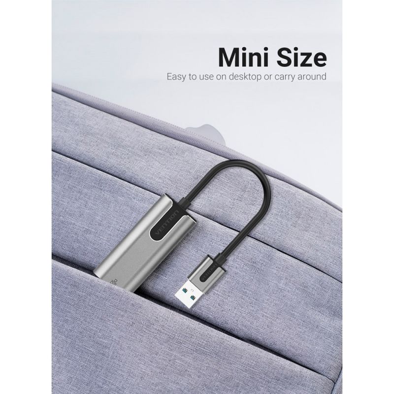 Адаптер Vention USB 3.0-A to Gigabit Ethernet Adapter Gray 0.15M Aluminum Alloy Type (CEWHB)