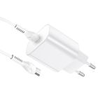 Мережевий зарядний пристрій з кабелем HOCO N22 Jetta PD25W charger set(Type-C to Type-C)(EU) White