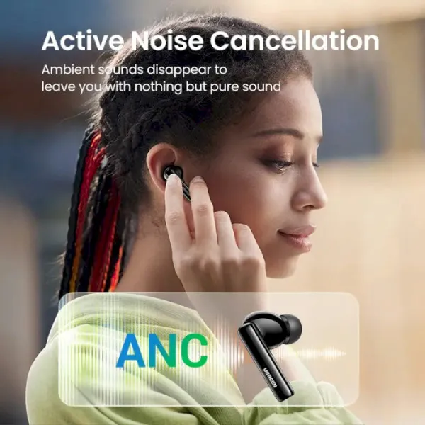 Бездротові навушники UGREEN WS106 HiTune T3 Active Noise-Cancelling Wireless Earbuds, IPX5, Black(UGR-90401)