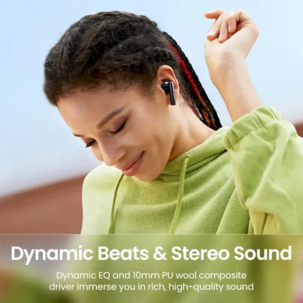 Бездротові навушники UGREEN WS106 HiTune T3 Active Noise-Cancelling Wireless Earbuds, IPX5, Black(UGR-90401)