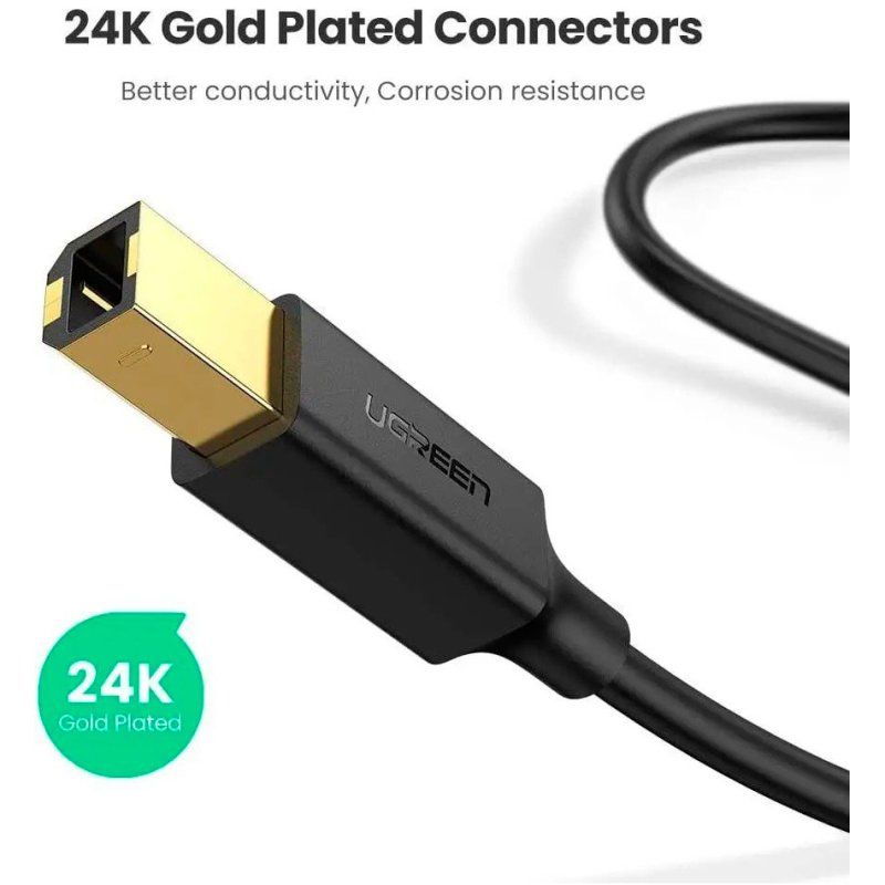 Кабель UGREEN US135 USB 2.0 AM to BM Print Cable 1.5m (Black)(UGR-10350)