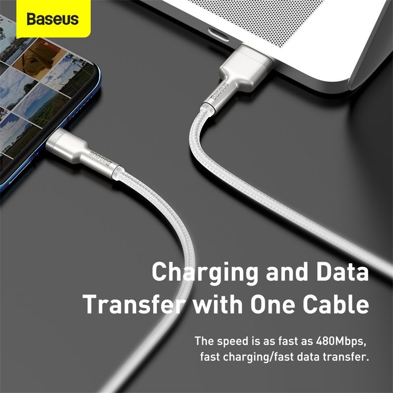 Кабель Baseus Cafule Series Metal Data Cable USB to Type-C 66W 1m White