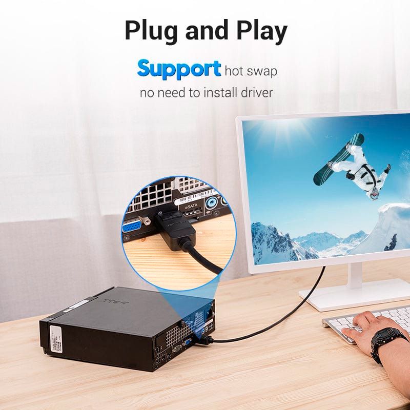 Кабель Vention DP to DVI Cable 2M Black (HAFBH)