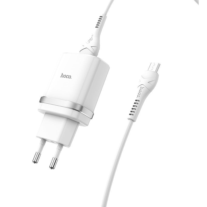 Мережевий зарядний пристрій з кабелем HOCO C12Q Smart QC3.0 charger set(Micro) 18W White