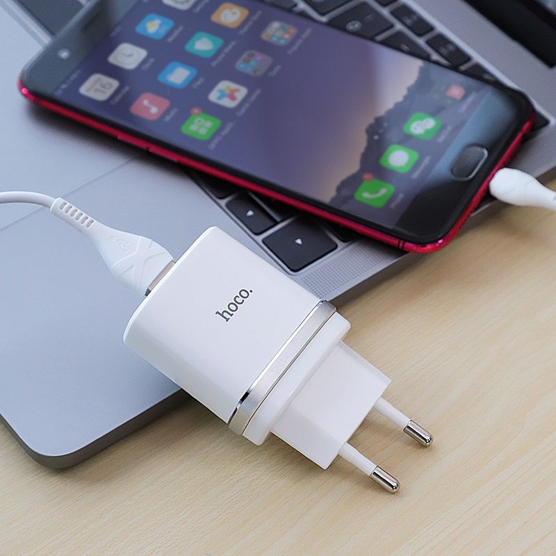 Мережевий зарядний пристрій з кабелем HOCO C12Q Smart QC3.0 charger set(Micro) 18W White