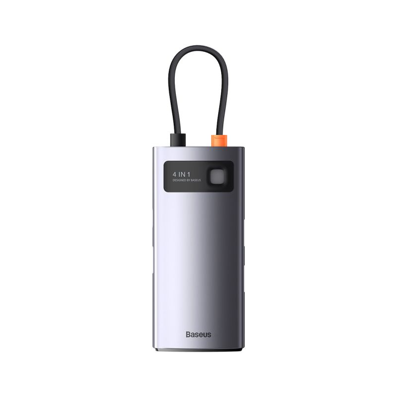 USB-хаб Baseus Metal Gleam Series 4-in-1 Multifunctional Type-C HUB Docking Station Gray （Type-C to USB3.0*3+RJ45*1）