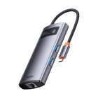 USB-хаб Baseus Metal Gleam Series 4-in-1 Multifunctional Type-C HUB Docking Station Gray （Type-C to USB3.0*3+RJ45*1）