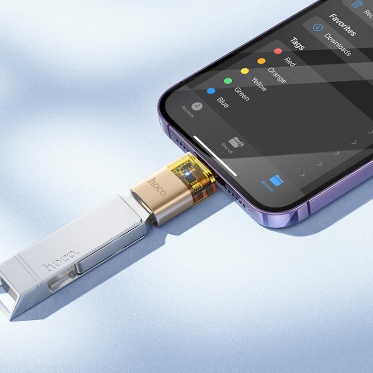 Перехідник HOCO UA36 iP male to USB female OTG transparent adapter Black